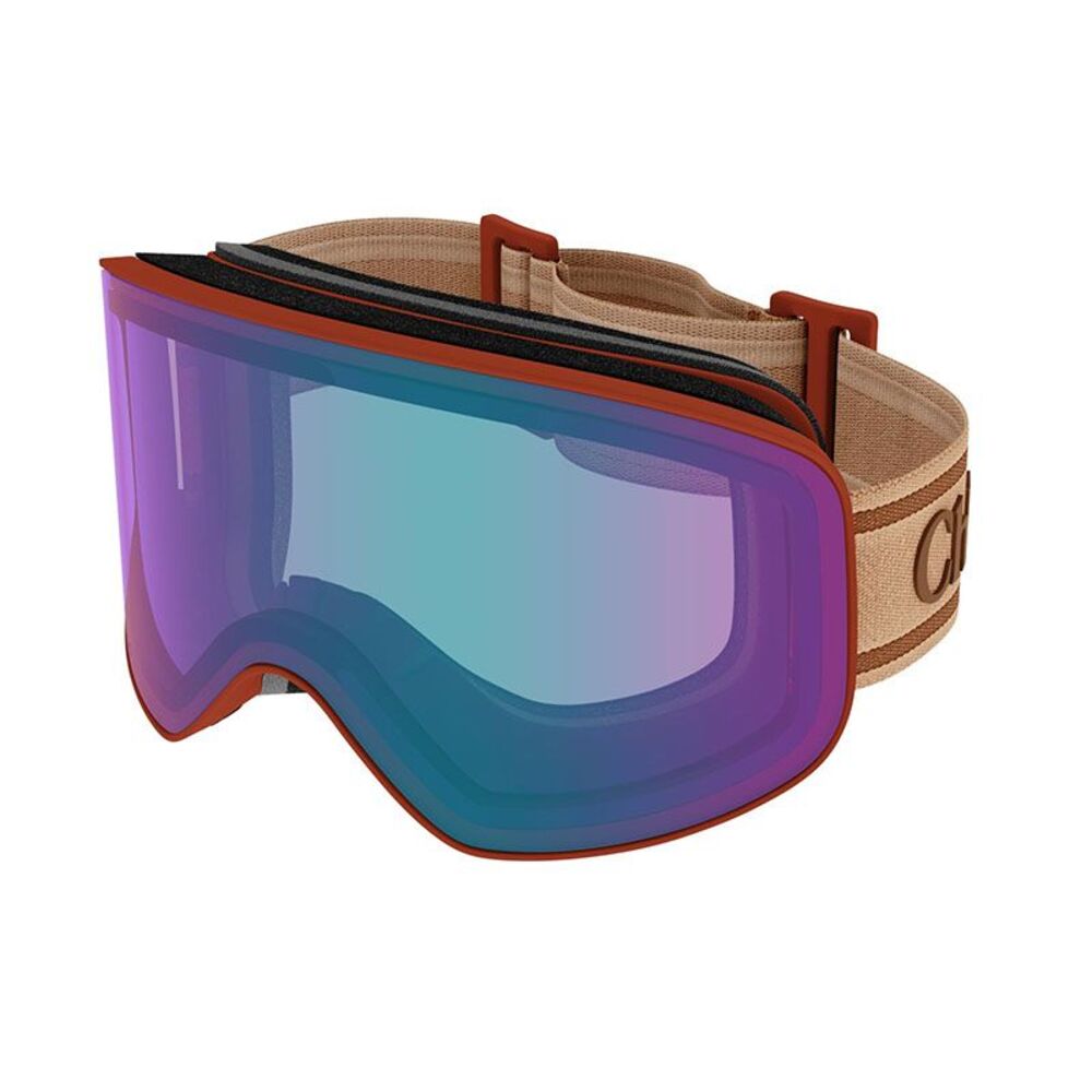 Chloe Sunglasses Shield Full Rim, Matte Rust Frame and Orange Multilayer Blue